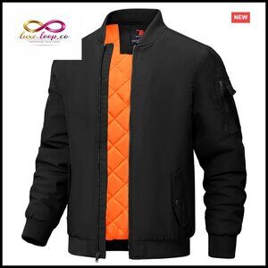 Men's‎ Windproof Quilted Bomber Jacket Warm Winter Padded Coat Casual Wear